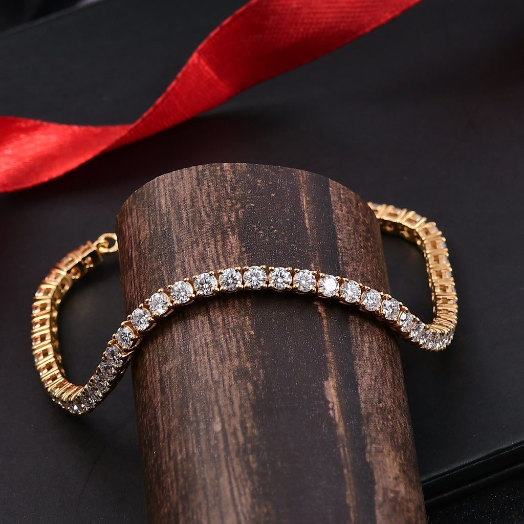 D'Joy Moissanit Armband ca. 18 cm 925 Silber 750 Gelbgold Vermeil ca. 4,95 ct.