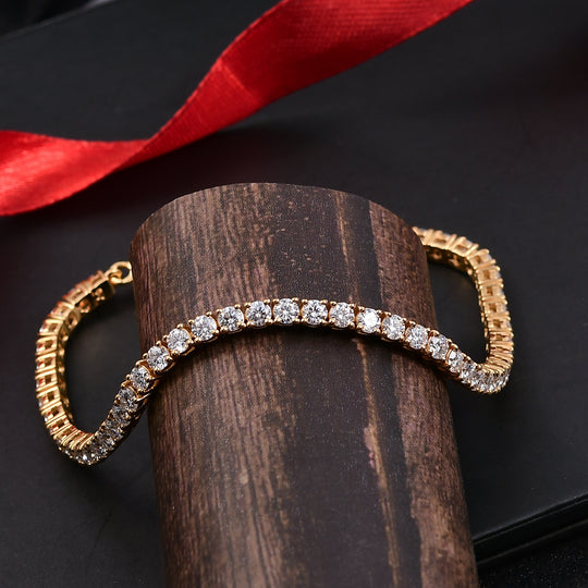 D'Joy Moissanit Armband ca. 18 cm 925 Silber 750 Gelbgold Vermeil ca. 4,95 ct.