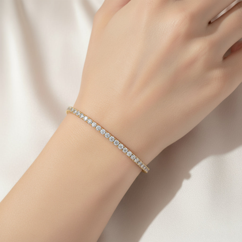 D'Joy Moissanit Armband ca. 18 cm 925 Silber 750 Gelbgold Vermeil ca. 4,95 ct.