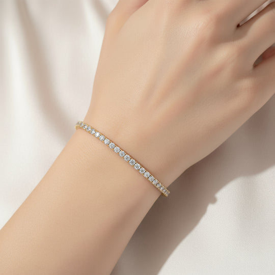 D'Joy Moissanit Armband ca. 18 cm 925 Silber 750 Gelbgold Vermeil ca. 4,95 ct.