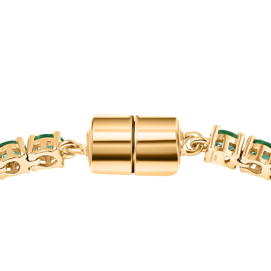 LUXURIANT - AAA Lab Grown Kolumbianischer Smaragd Armband ca. 19 cm 925 Silber 750 Gelbgold Vermeil ca. 6.59 ct