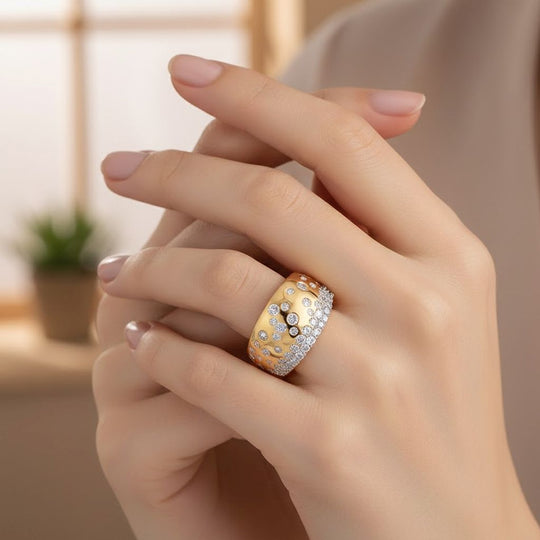 LUXURIANT DIAMOND - Lab Grown Diamant SI-GH SGL zertifiziert Ring 925 Silber 750 Gelbgold Vermeil (Größe 18.00) ca. 1.00 ct