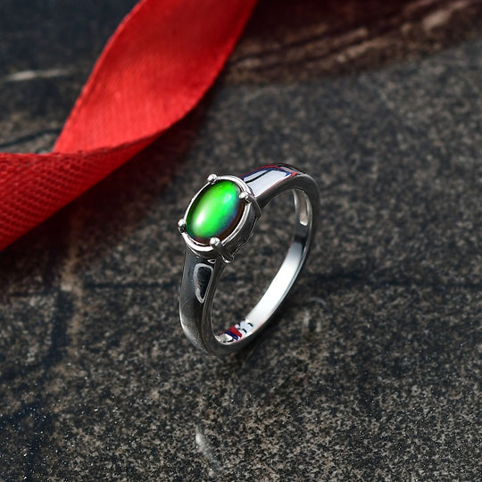 D'Joy Kanadischer Ammolit Ring 925 Silber 750 Gelb Vergoldet (Größe 20.00) ca. 0.87 ct