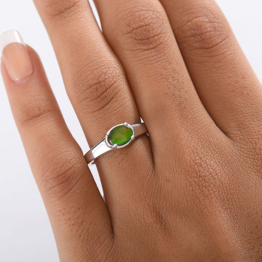 D'Joy Kanadischer Ammolit Ring 925 Silber 750 Gelb Vergoldet (Größe 20.00) ca. 0.87 ct