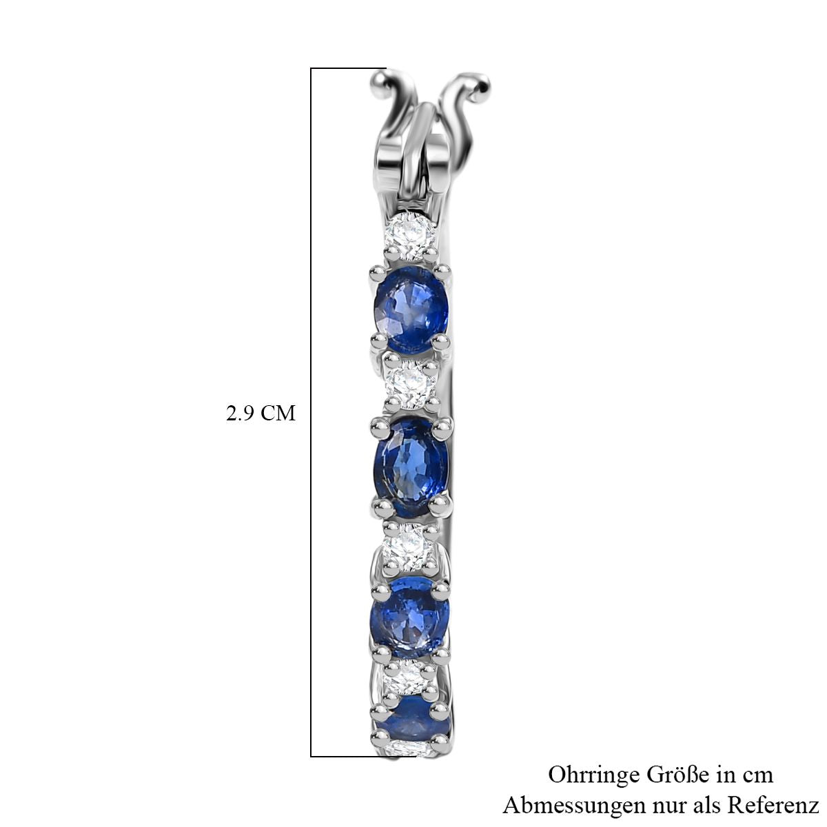D'Joy Ceylon-Saphir, Moissanit Ohrringe 925 Silber rhodiniert ca. 2.08 ct