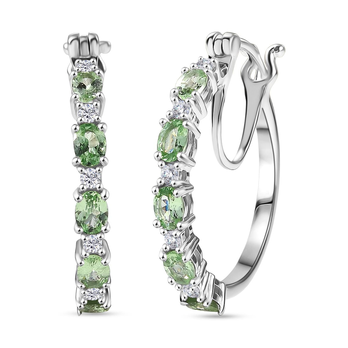 MÜNCHEN CLOSE OUT - D'Joy Tsavorite Granat, Moissanit Ohrringe 925 Silber rhodiniert ca. 2.00 ct