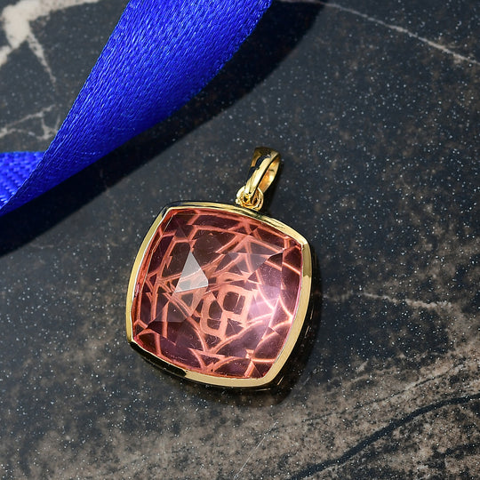 D'Joy Blauer Quarz Triplette Anhänger 925 Silber vergoldet ca. 18,70 ct.