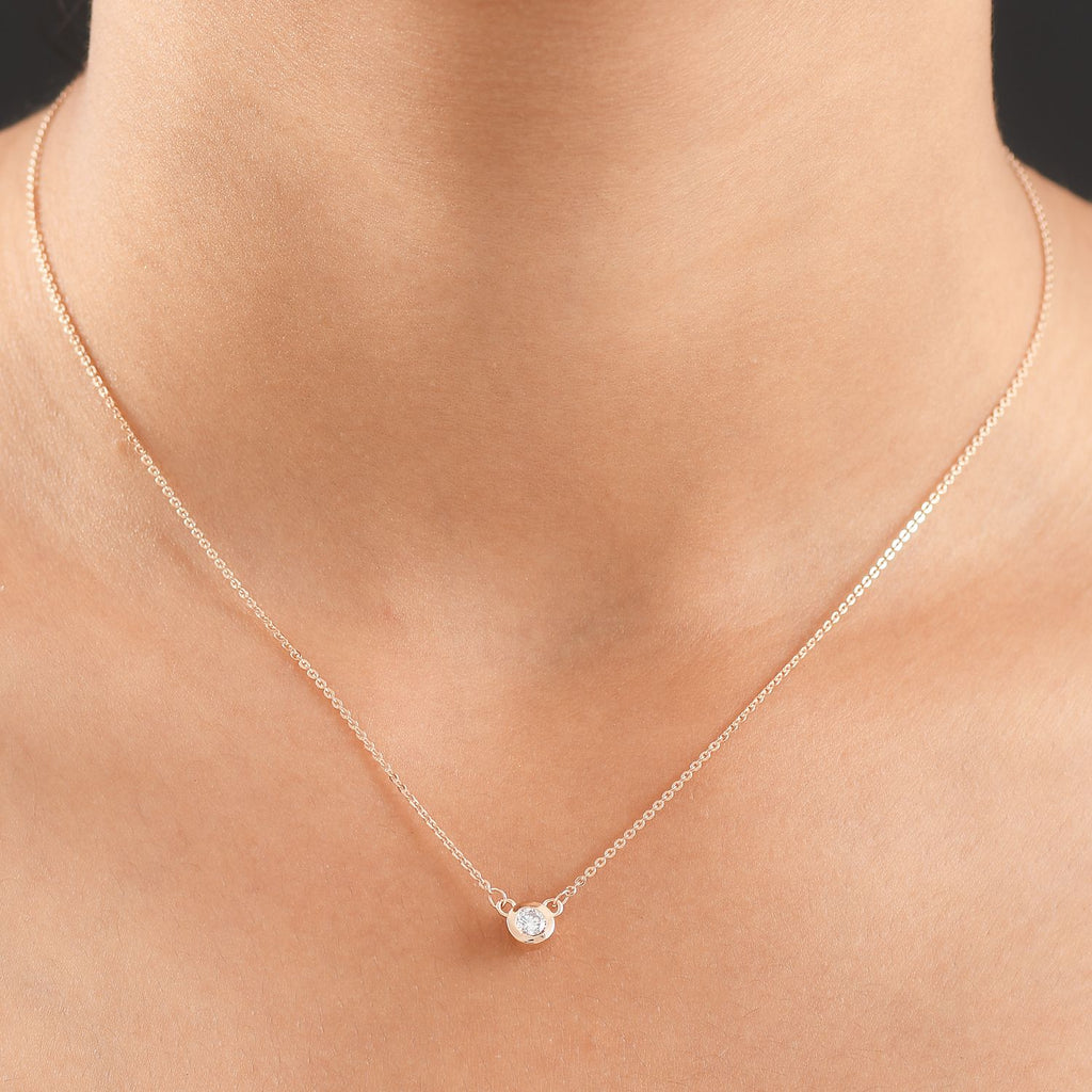 LUXURIANT DIAMOND - Lab Grown Diamant SI-GH Halskette ca. 45 cm 925 Silber 750 Roségold Vermeil ca. 0.20 ct