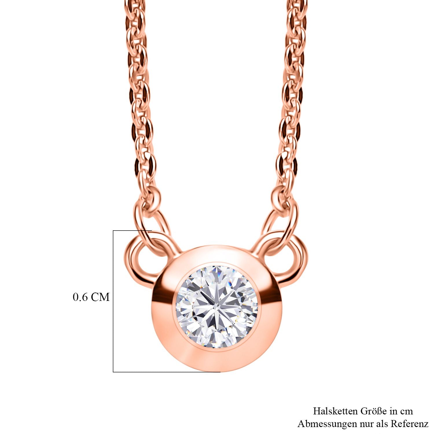 LUXURIANT SI-GH Labor Diamant 45cm Halskette, 925 Silber 750 Roségold Vermeil - 0,20 ct.