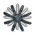 D'Joy Blauer Diamant, Weißer Diamant Ring 925 Silber rhodiniert (Größe 17.00) ca. 1.00 ct