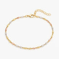 Italienische diamantierte Wellen-Fantasie Armband, 925 Silber Tricolor, ca. 18 cm + 2.5 cm Extender , ca. 2,40g