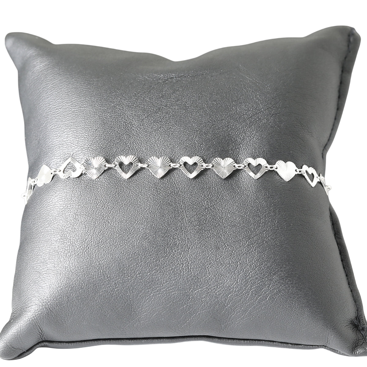 Italienische Herzglieder 925 Silber rhodiniert Armband ca. 18 cm + 2.5 cm Extender, ca. 2,81g