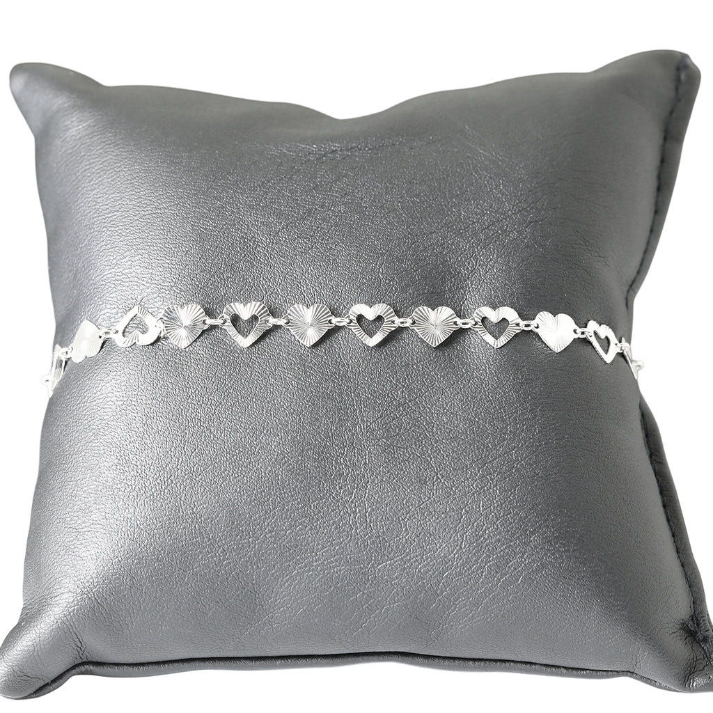 Italienische Herzglieder 925 Silber rhodiniert Armband ca. 18 cm + 2.5 cm Extender, ca. 2,81g