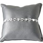 Italienische Herzglieder 925 Silber rhodiniert Armband ca. 18 cm + 2.5 cm Extender, ca. 2,81g