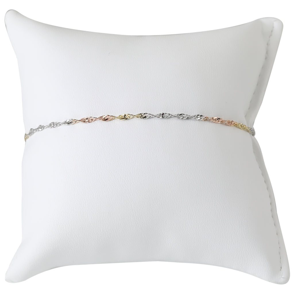 CLASSIC SINGAPORE 925 Silber Tricolor Armband ca. 18 cm + 2.5 cm Extender