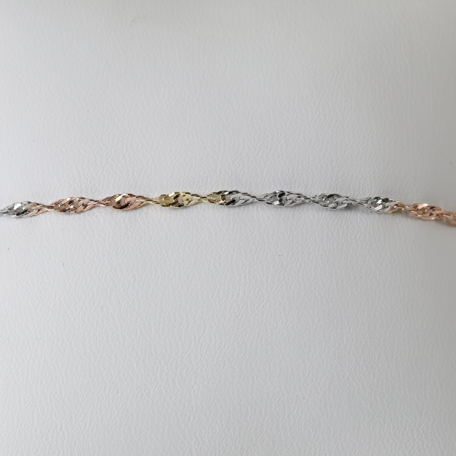 CLASSIC SINGAPORE 925 Silber Tricolor Armband ca. 18 cm + 2.5 cm Extender