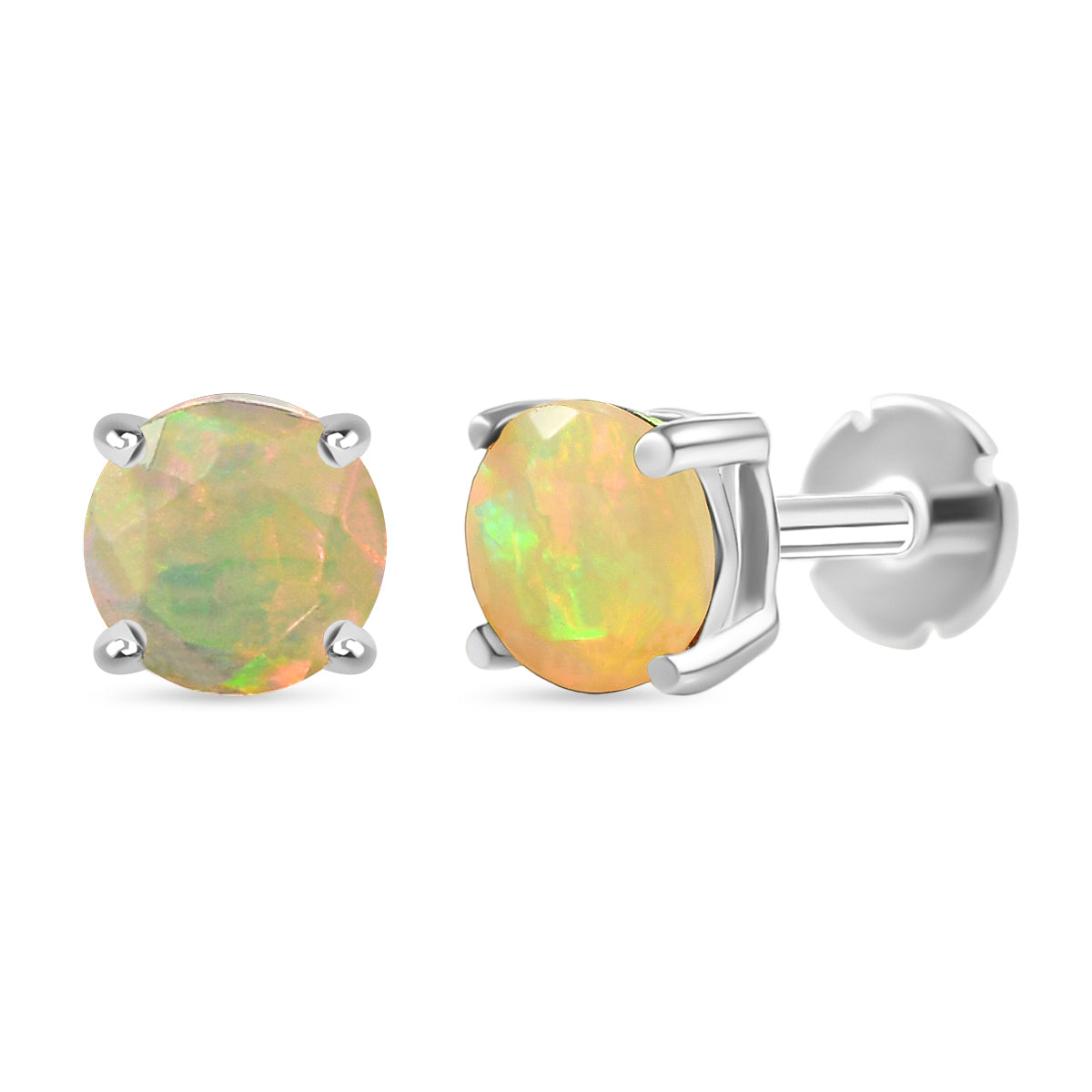 Natürlicher, äthiopischer Welo Opal Ohrringe 925 Silber Rhodiniert ca. 0.64 ct