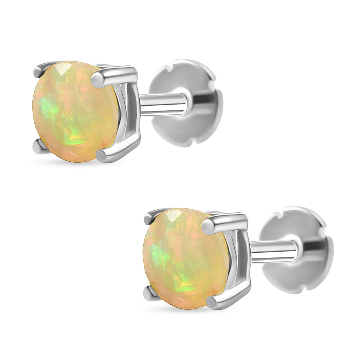 Natürlicher, äthiopischer Welo Opal Ohrringe 925 Silber Rhodiniert ca. 0.64 ct