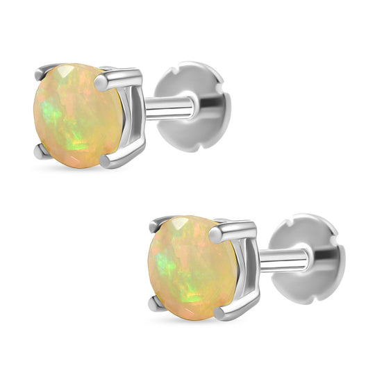 Natürlicher, äthiopischer Welo Opal Ohrringe 925 Silber Rhodiniert ca. 0.64 ct