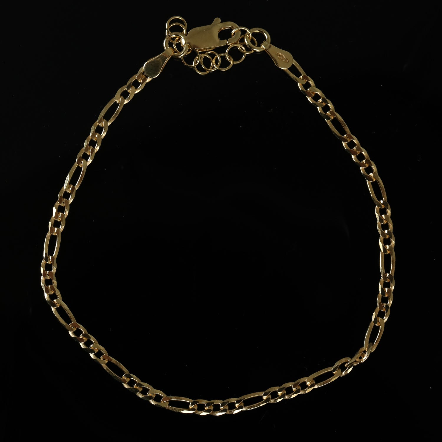 Italienisches Figaro-Armband ca. 18 cm + 2.5 cm Extender, 925 Silber vergoldet cm ca. 2,39g