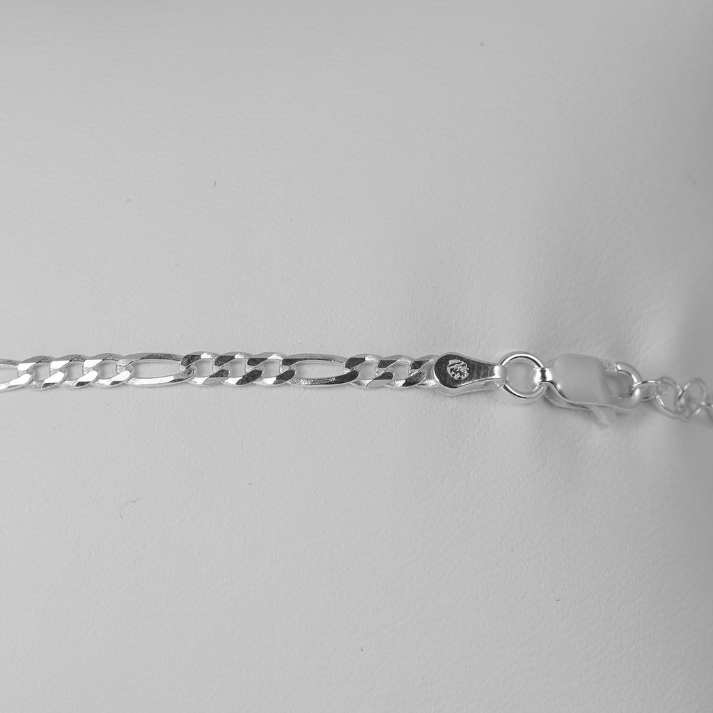 Italienisches Figaro-Armband ca. 18 cm + 2.5 cm Extender, 925 Silber Armband ca. 2,40g