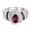 D'Joy AA Natürlicher Rhodolith Granat Ring 925 Silber rhodiniert (Größe 17.00) ca. 3.18 ct