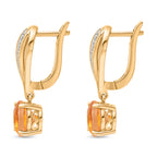 D'Joy Sphaleros Quarz, Weißer Zirkon Ohrringe 925 Silber 750 Gelb Vergoldet ca. 3,24 ct.