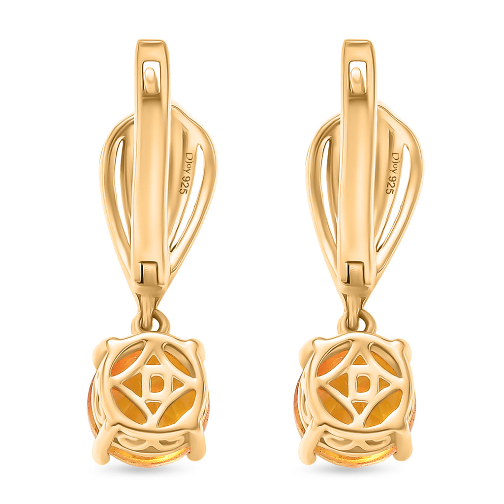 D'Joy Sphaleros Quarz, Weißer Zirkon Ohrringe 925 Silber 750 Gelb Vergoldet ca. 3,24 ct.