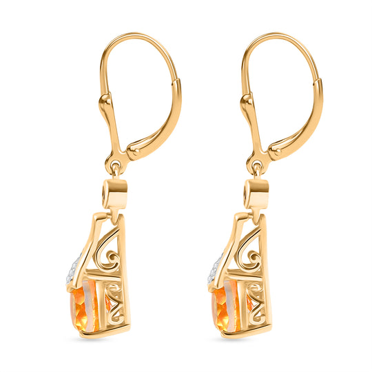 D'Joy Sphaleros Quarz, Roter Granat Ohrringe 925 Silber 750 Gelb Vergoldet ca. 3.12 ct