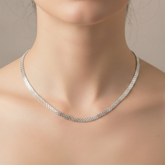 BISMARK 3 LINES 925 Silber rhodiniert Halskette ca. 50 cm ca. 5,05g