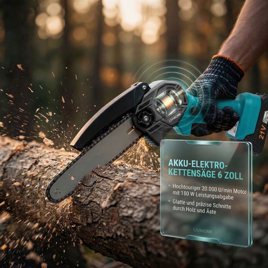 Akku Kettensäge 6 Zoll 21 V 180 W 20000 U min Lithium Akku Blau