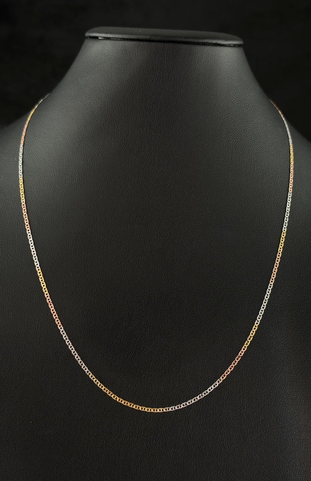Italienische LIGHT GRID Design 925 Silber Tricolor Halskette ca. 50 cm