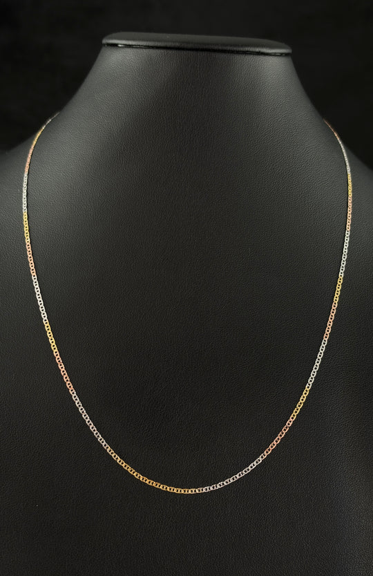Italienische LIGHT GRID Design 925 Silber Tricolor Halskette ca. 50 cm