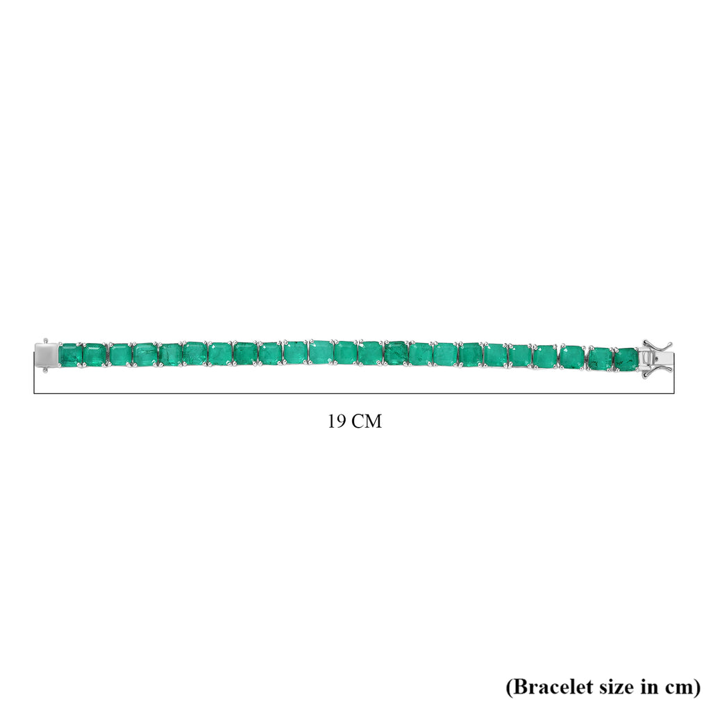 Smaragd-Quarz Triplette Armband ca. 18 cm 925 Silber Rhodiniert ca. 36,41 ct.