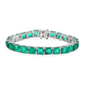 Smaragd-Quarz Triplette Armband ca. 19 cm 925 Silber Rhodiniert ca. 39,58 ct.