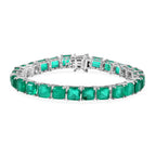 Smaragd-Quarz Triplette Armband ca. 19 cm 925 Silber Rhodiniert ca. 39,58 ct.