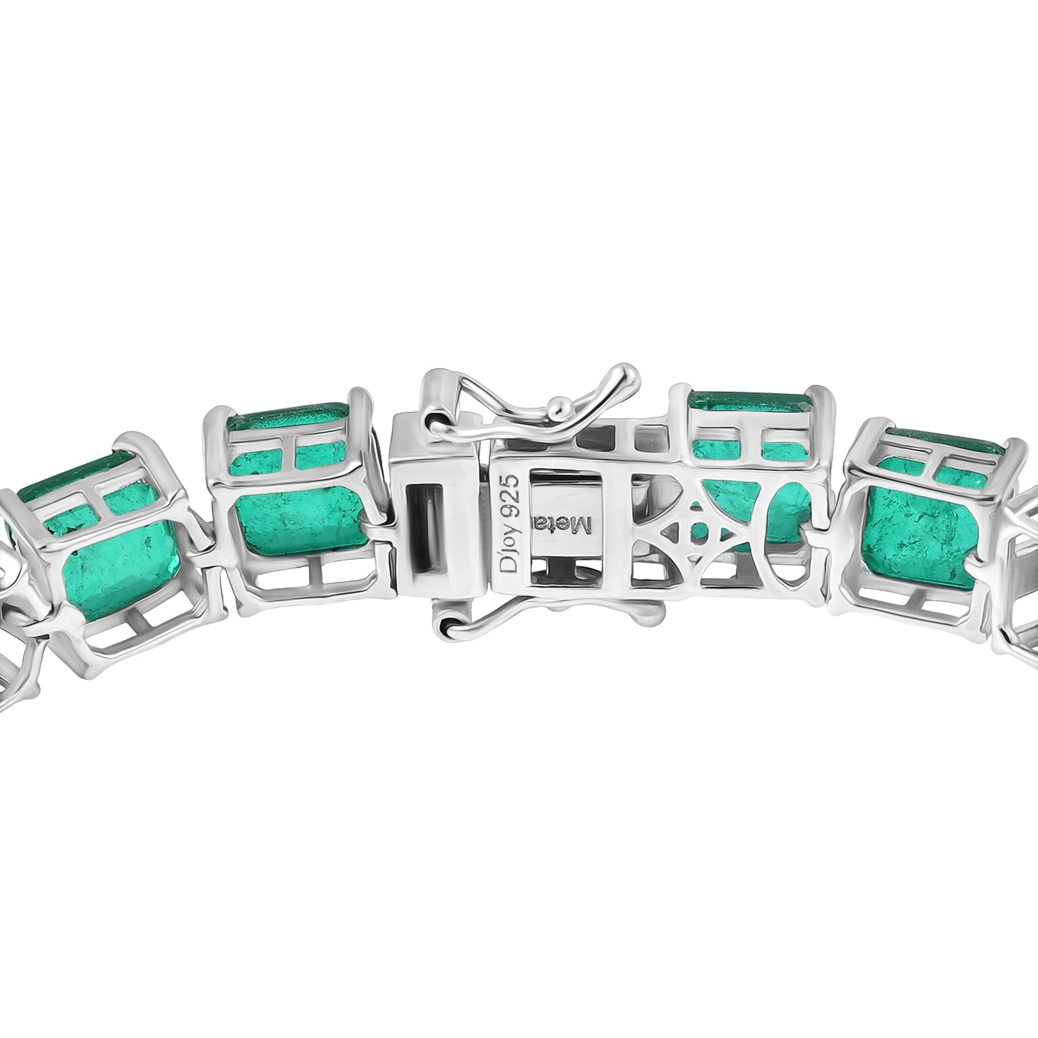 Smaragd-Quarz Triplette Armband ca. 19 cm 925 Silber Rhodiniert ca. 39,58 ct.