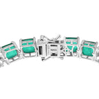 Smaragd-Quarz Triplette Armband ca. 19 cm 925 Silber Rhodiniert ca. 39,58 ct.