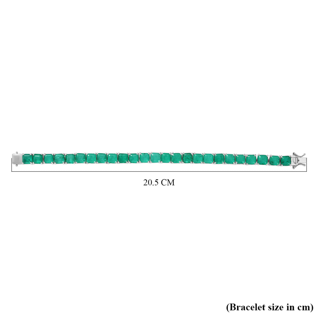 Smaragd-Quarz Triplette Armband ca. 19 cm 925 Silber Rhodiniert ca. 39,58 ct.