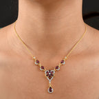 D'Joy Natürlicher Rhodolith Granat Halskette ca. 45 cm 925 Silber 750 Gelbgold Vermeil ca. 6.19 ct