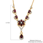 D'Joy Natürlicher Rhodolith Granat Halskette ca. 45 cm 925 Silber 750 Gelbgold Vermeil ca. 6.19 ct