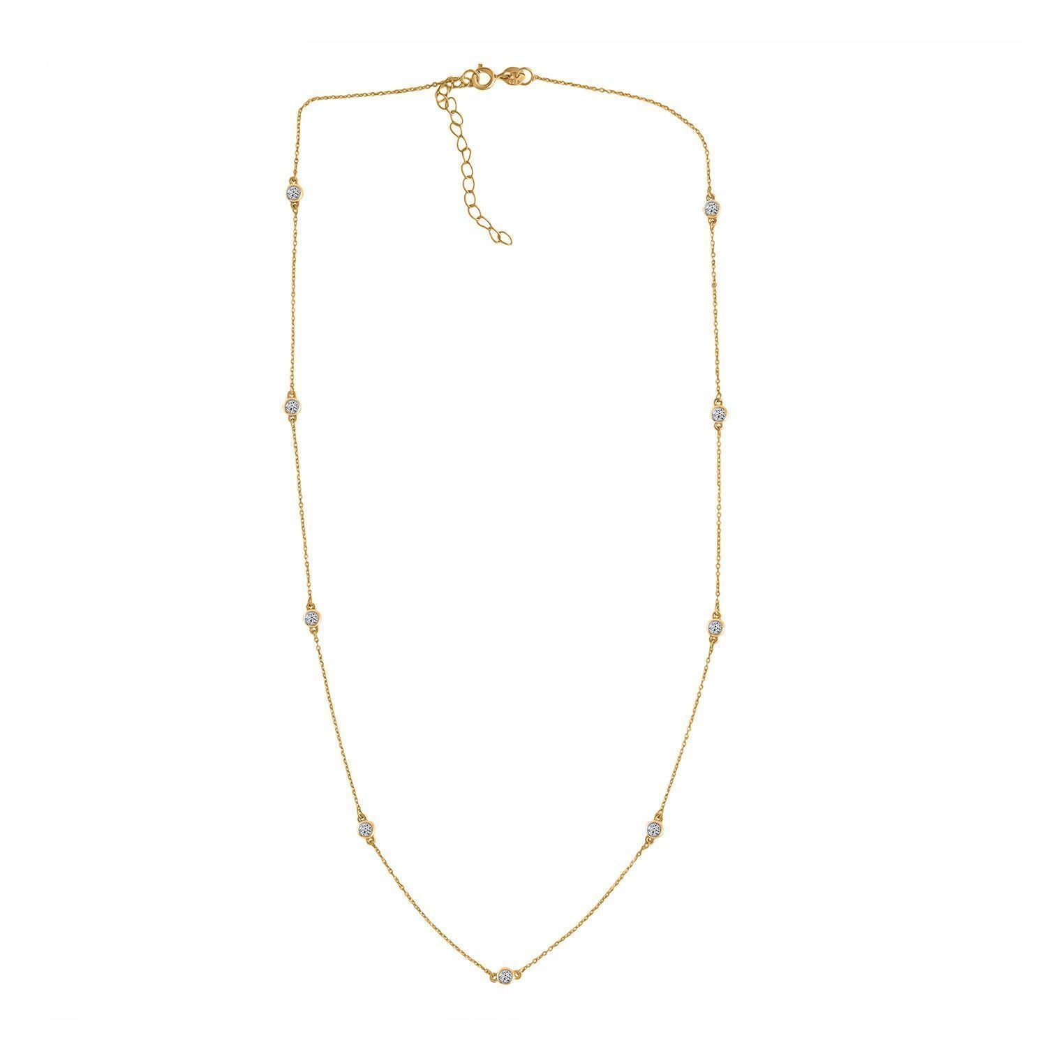LUXURIANT DIAMOND - Lab Grown Diamant SI-GH SGL zertifiziert Halskette ca. 45 cm + 5 cm Extender, 925 Silber 750 Gelbgold Vermeil ca. 0.50 ct
