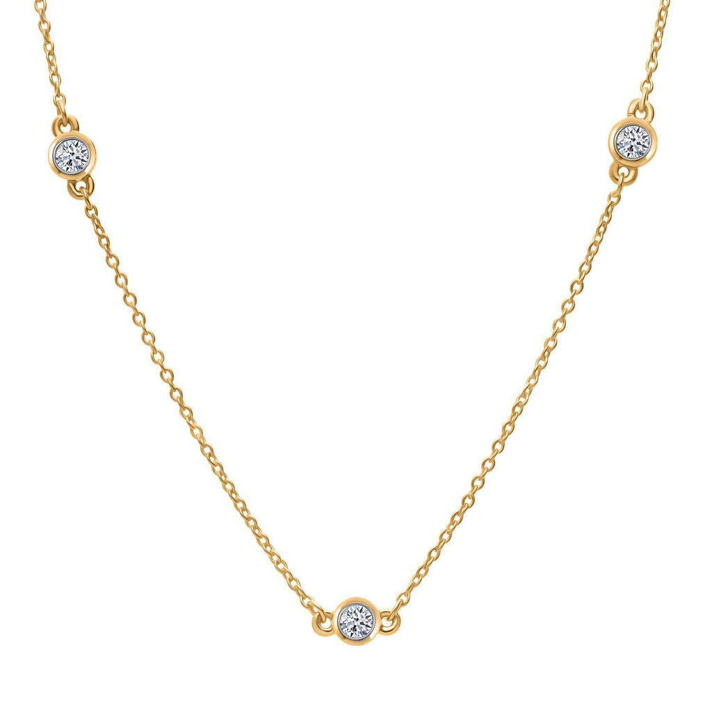 LUXURIANT DIAMOND - Lab Grown Diamant SI-GH SGL zertifiziert Halskette ca. 45 cm + 5 cm Extender, 925 Silber 750 Gelbgold Vermeil ca. 0.50 ct