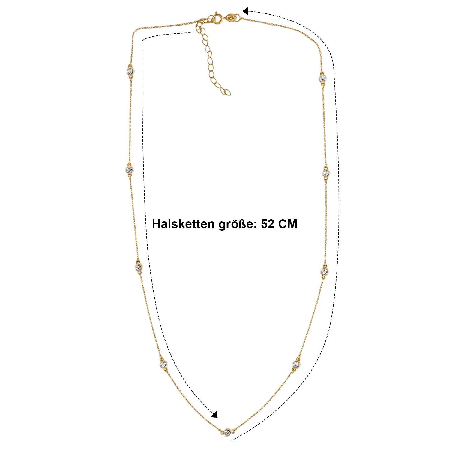 LUXURIANT DIAMOND - Lab Grown Diamant SI-GH SGL zertifiziert Halskette ca. 45 cm + 5 cm Extender, 925 Silber 750 Gelbgold Vermeil ca. 0.50 ct