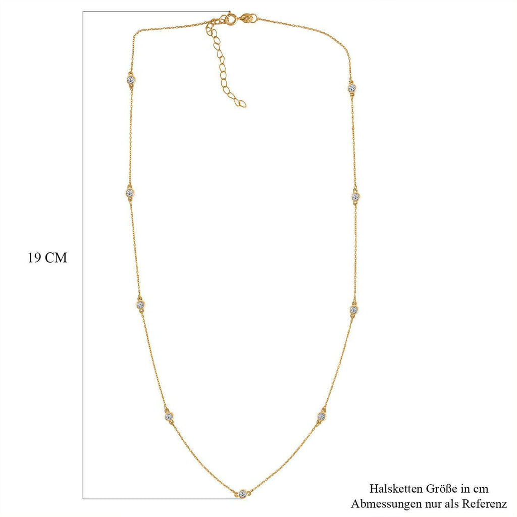 LUXURIANT DIAMOND - Lab Grown Diamant SI-GH SGL zertifiziert Halskette ca. 45 cm + 5 cm Extender, 925 Silber 750 Gelbgold Vermeil ca. 0.50 ct