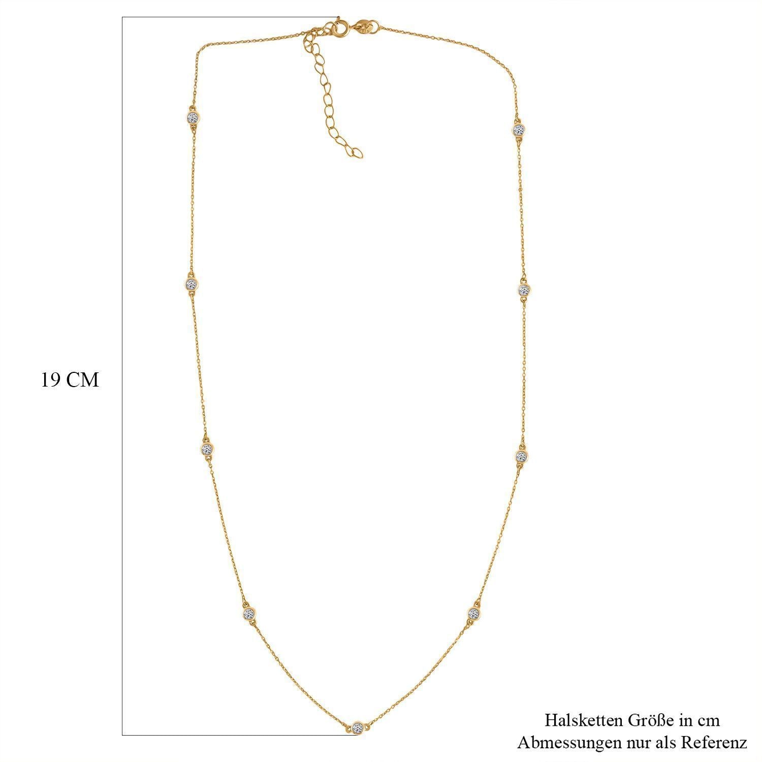 LUXURIANT DIAMOND - Lab Grown Diamant SI-GH SGL zertifiziert Halskette ca. 45 cm + 5 cm Extender, 925 Silber 750 Gelbgold Vermeil ca. 0.50 ct