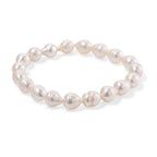 Weiße Süßwasser Perle (9-10 mm) Armband Flexibles
