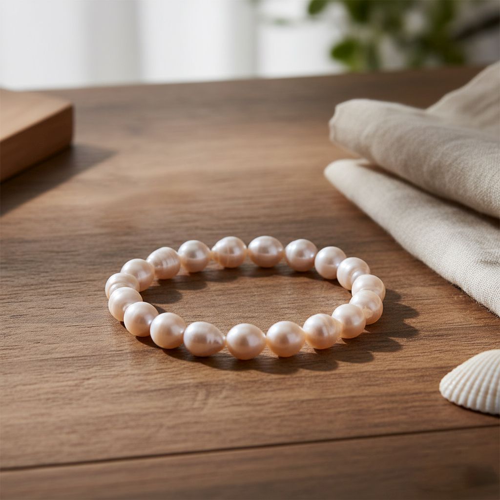 Weiße Süßwasser Perle (9-10 mm) Armband Flexibles