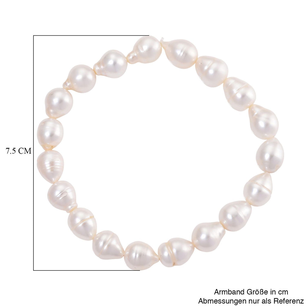Weiße Süßwasser Perle (9-10 mm) Armband Flexibles