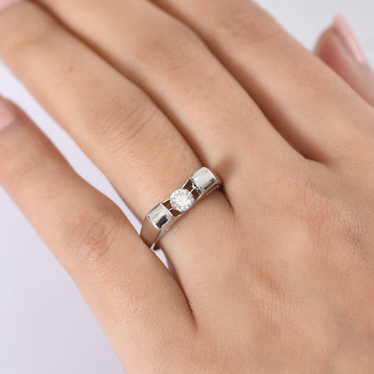 D'Joy Moissanit Ring 925 Silber rhodiniert (Größe 20.00) ca. 0,40 ct